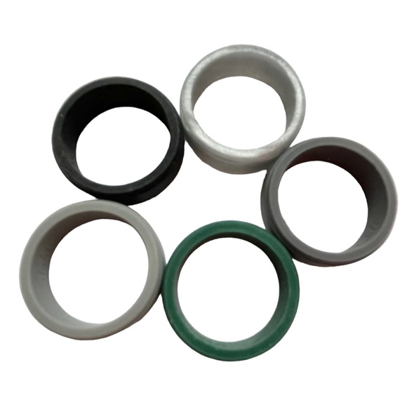 NEW 5 Silicone Rings Bands Size 11 Wedding Sport Gray Silver Black Green - Picture 5 of 8
